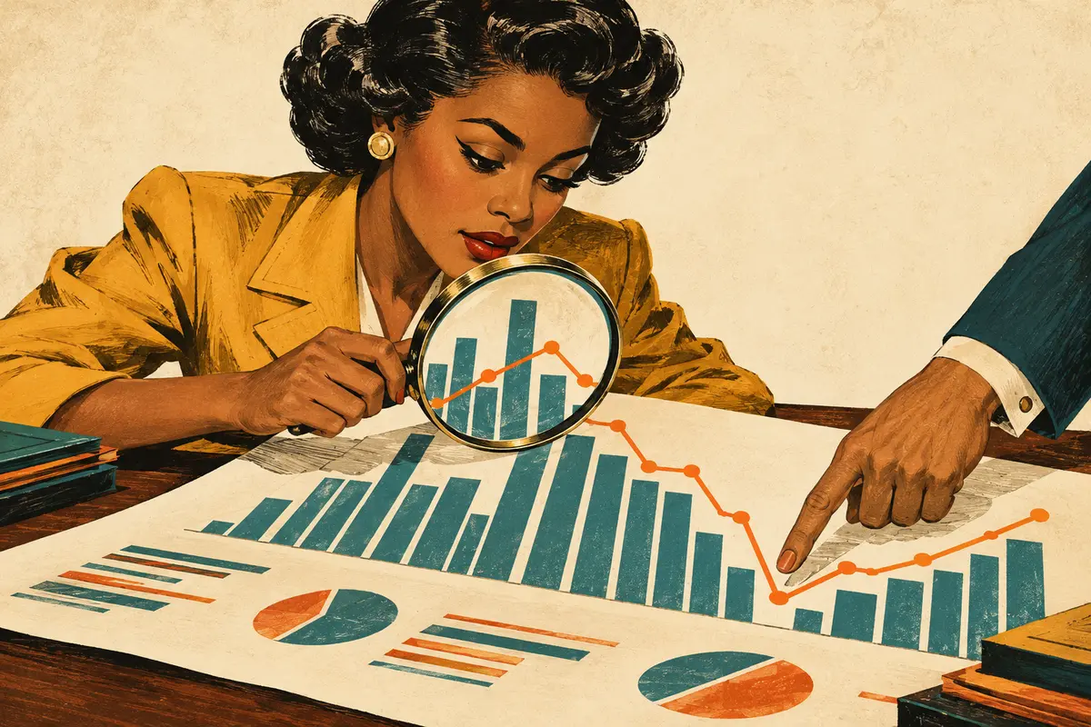 An analyst examines a report to find the change that deserves investigation.
