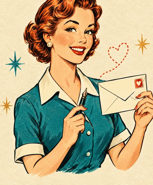 Illustrated lifecycle marketer holding a pen and a sealed letter with a heart stamp.