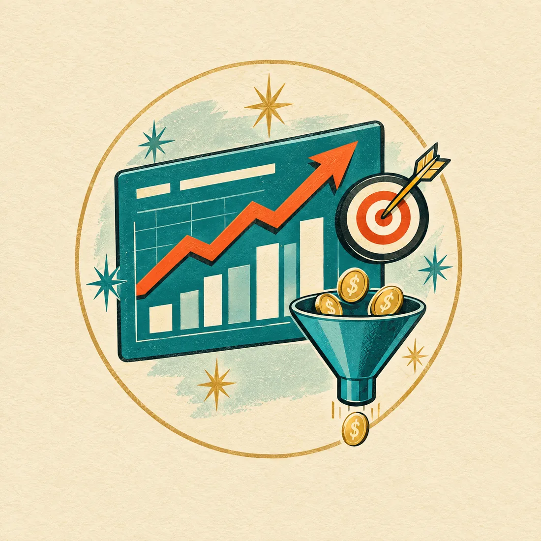 Vintage editorial illustration about experience design.